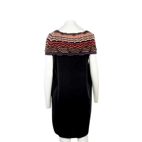 Missoni Black Knit Foldover Multicolor Collar Dress - Picture 3 of 6